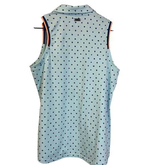 Under Armour Light Blue Ditsy Floral Sleeveless Polo Tank Top 1/4 Zip Sz M - Picture 9 of 9